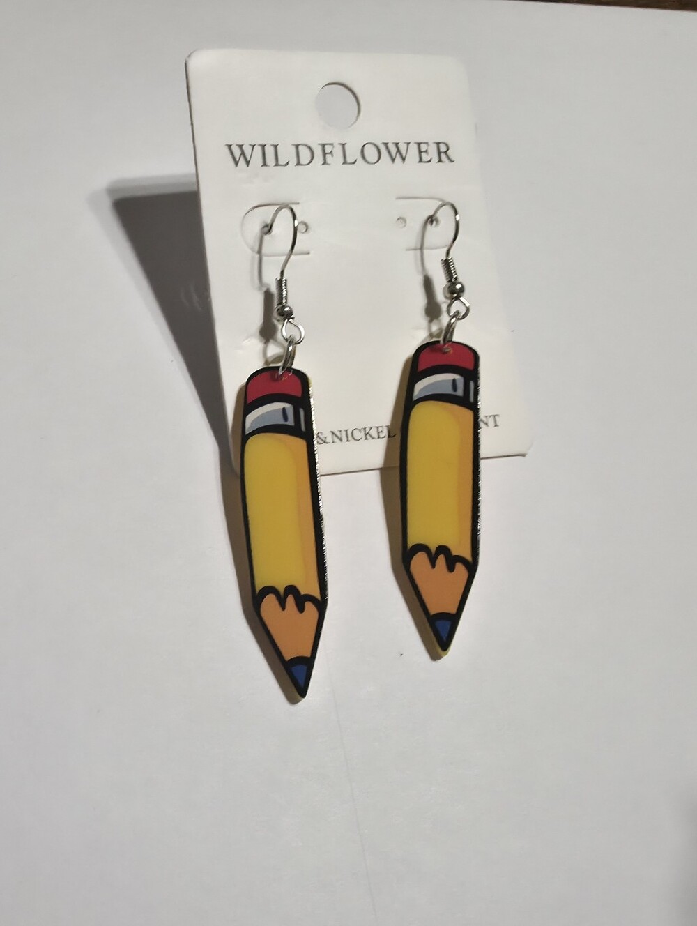 Teacher Pencil Dangle Earrings - Yellow Pencil Design